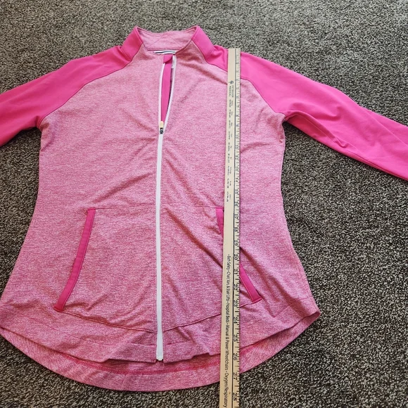 Footjoy Women Golf Berry Pink Full-Zip Brushed Space Dye Mid Layer Jacket Size M - Picture 5 of 6